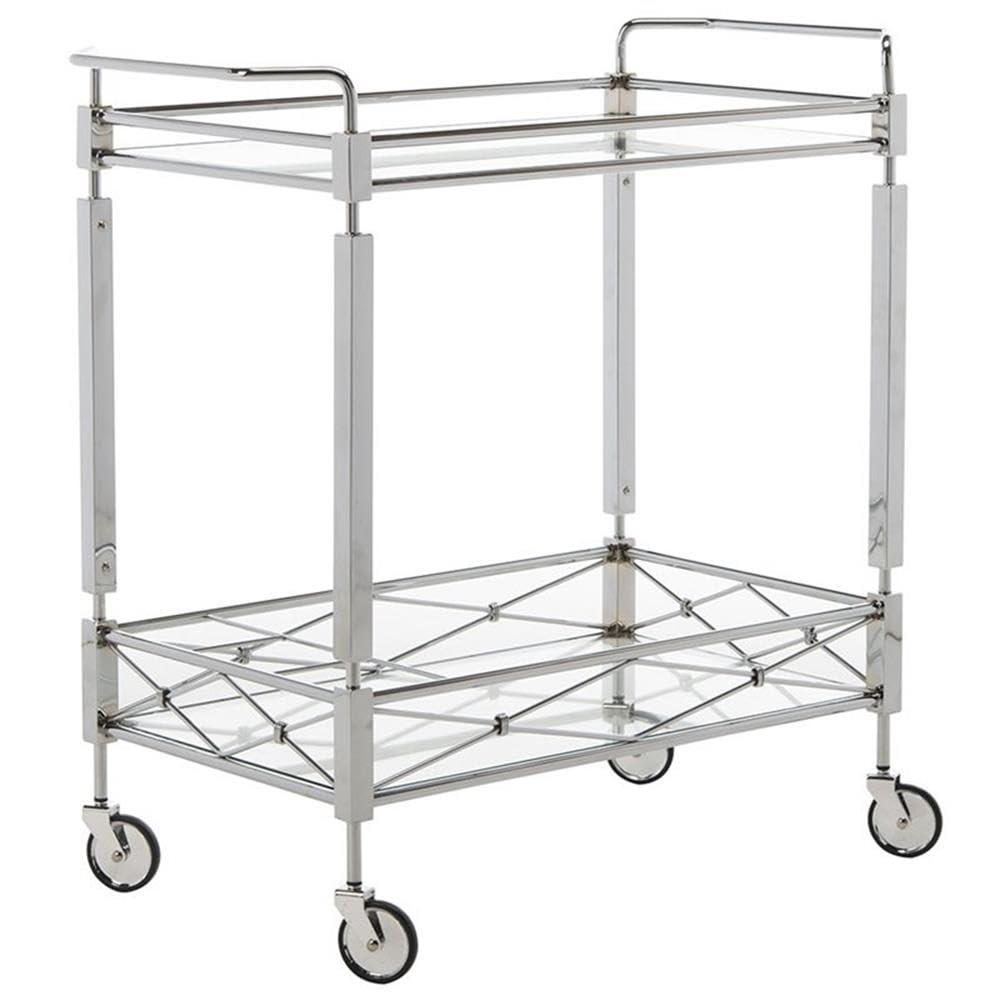 Ingrid 2 Tier Bar Cart - BCT8000A - Chrome/Glass - Safavieh