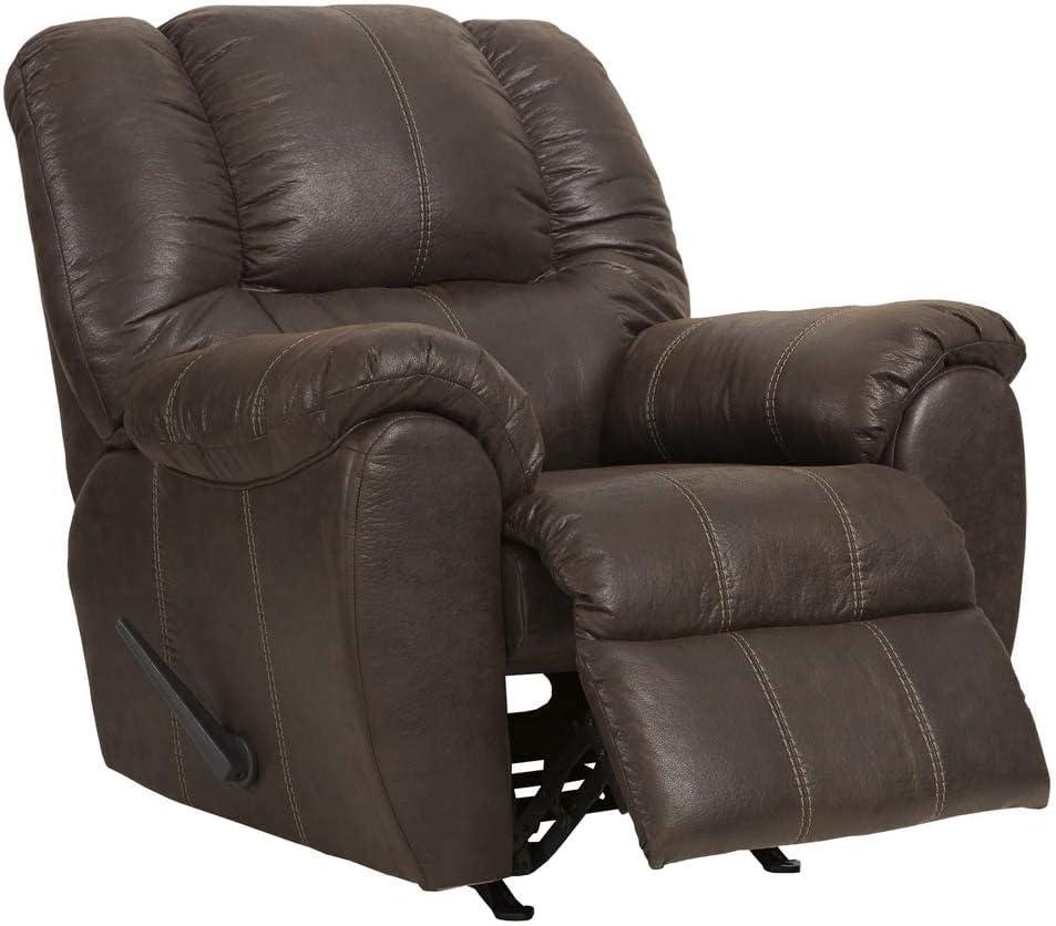 Walnut Brown Faux Leather Recliner with Metal Frame