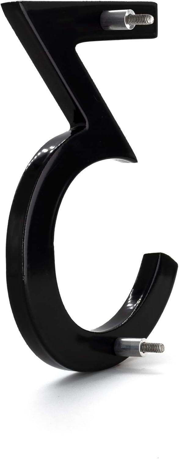 Black Aluminum Floating House Number 3, 10 inches