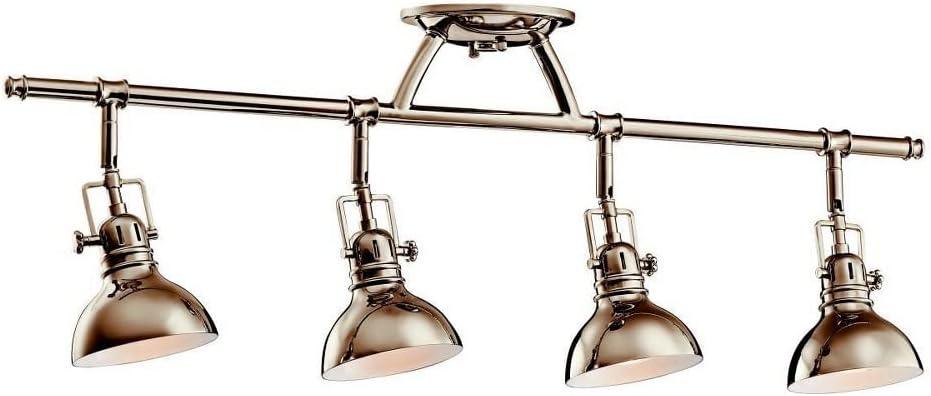 Polished Nickel 31.25" Modern Halogen Ceiling Light with Clear Fresnel Lens