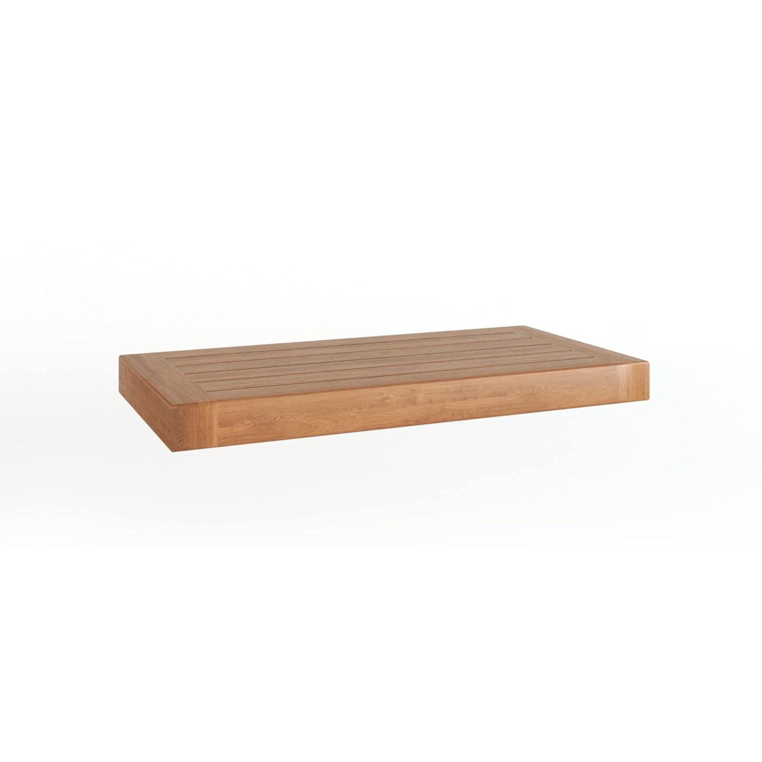 18" Natural Teak Wood Floating Wall Shelf
