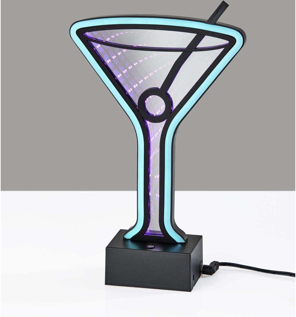 Infinity Neon Martini Glass Table/Wall Lamp Black - Adesso: USB Powered, Battery Option, LED Lighting