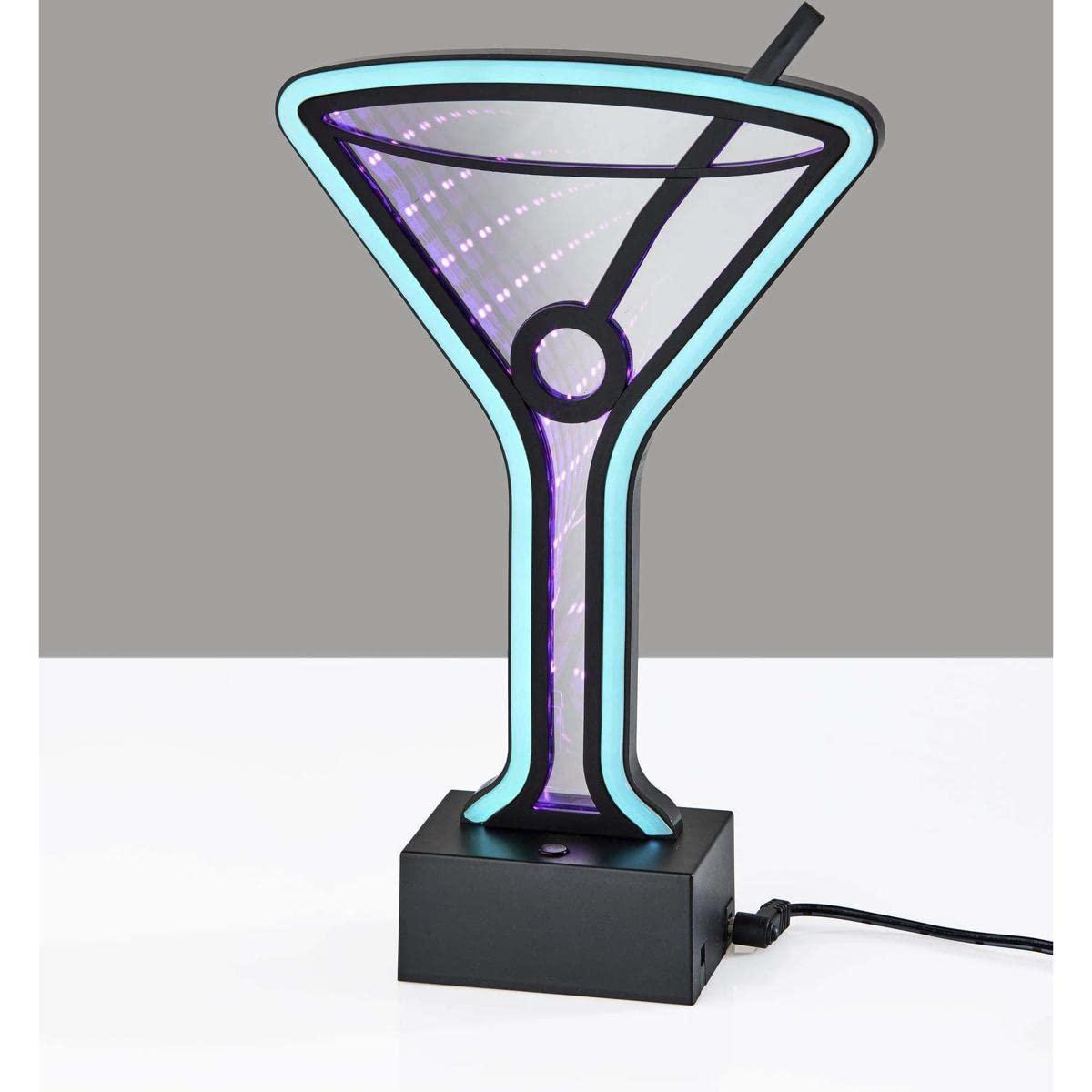 Infinity Neon Martini Glass Table/Wall Lamp Black - Adesso: USB Powered, Battery Option, LED Lighting