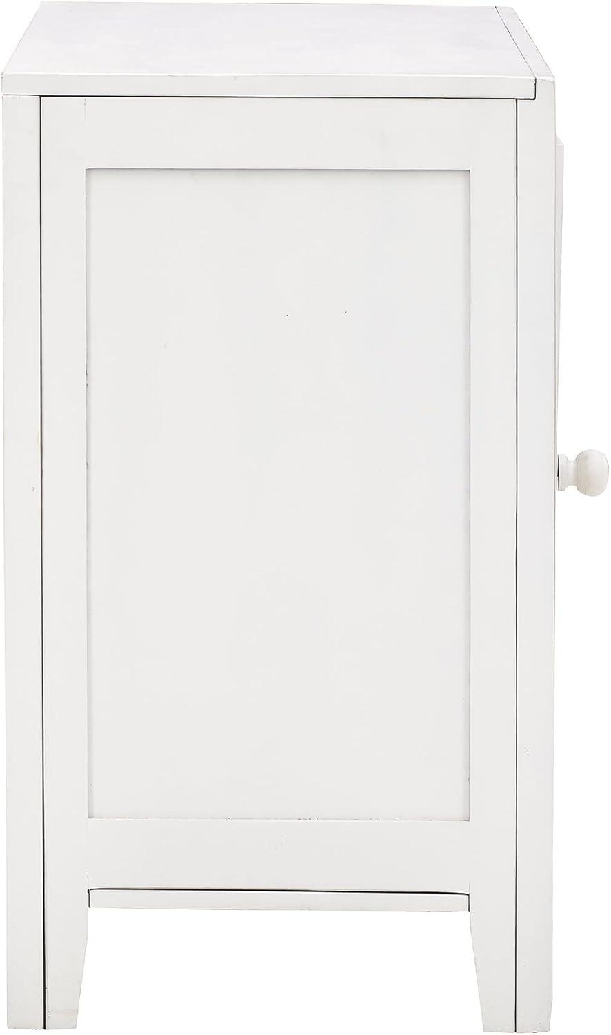 Fossil Ridge Accent Cabinet White - Signature Design by Ashley: Antique Floral Carved, Storage Shelf