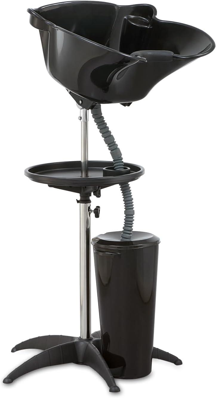 Portable Shampoo Bowl with Electric Pump (Pack of 1) | Adjustable Basin Height, Dual-Bucket Design with Drain Hoses | Home & Barber Use | Black