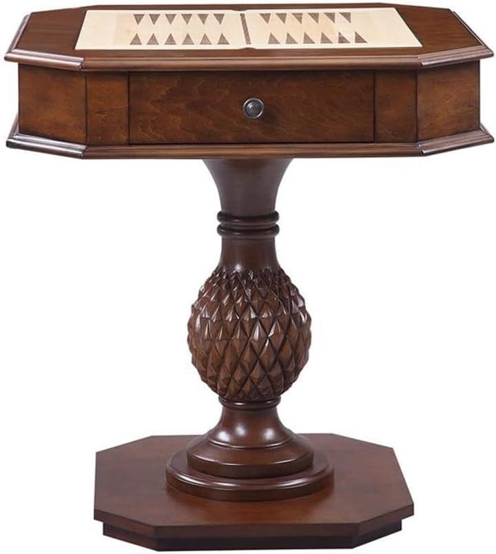 Wooden Game Table with Drawer and Reversible Game Tray Brown - Saltoro Sherpi