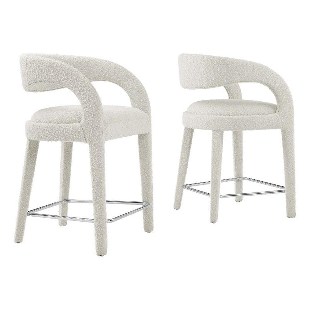 Modway Pinnacle Boucle Upholstered Counter Stool Set of Two