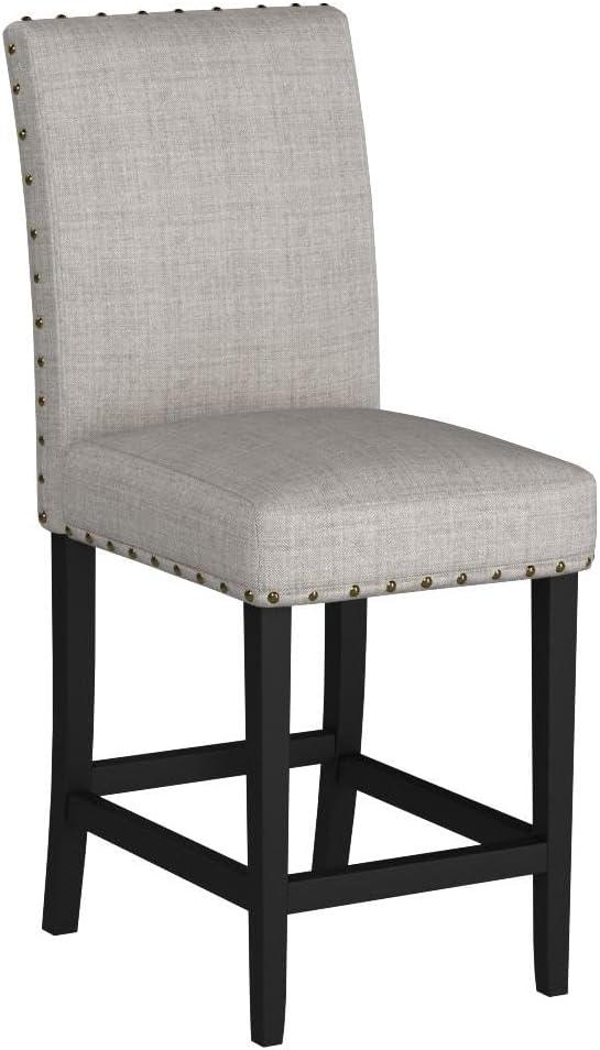 Espresso Blue Adjustable Counter Height Wood Stools with Nailhead Trim, Set of 2