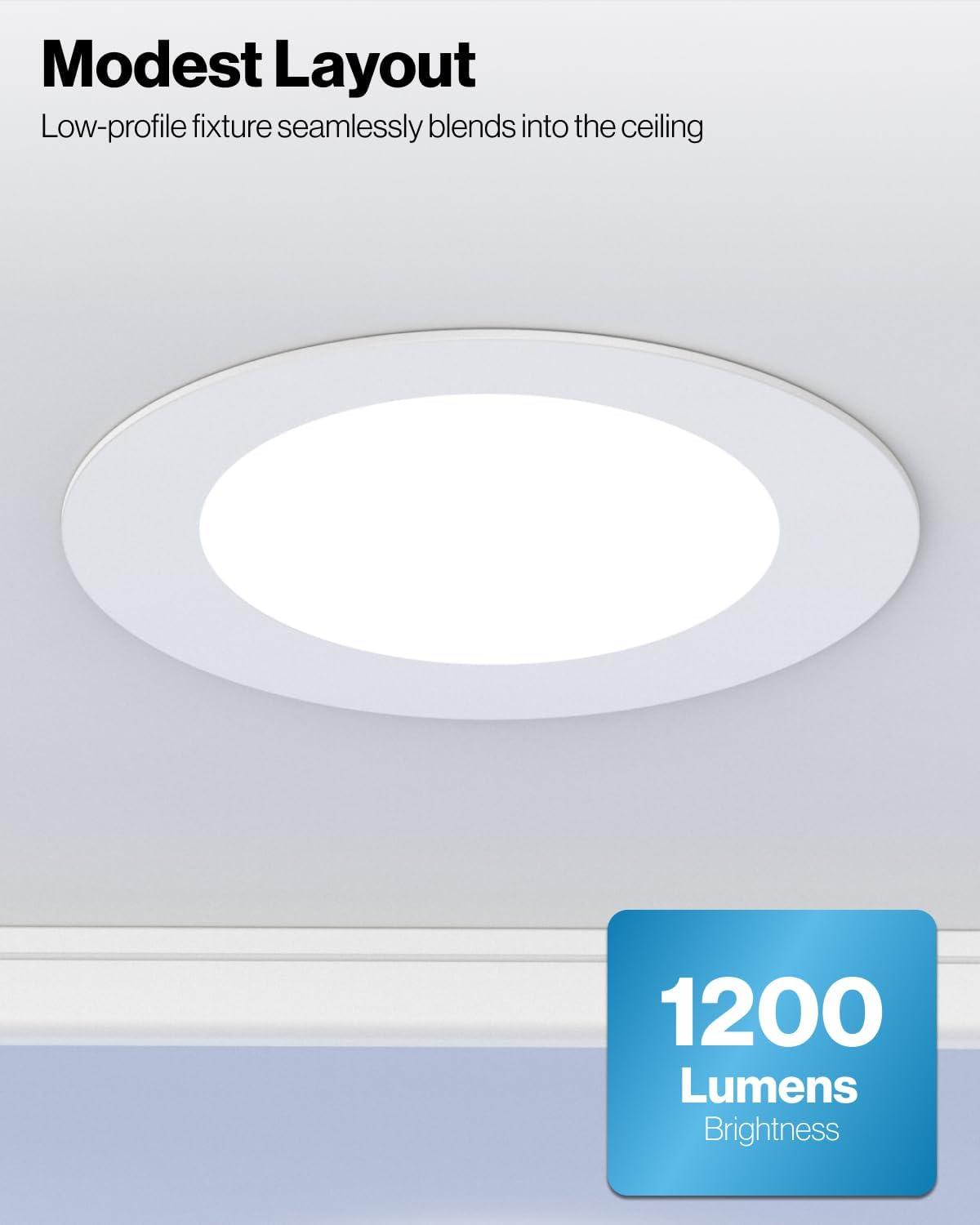 White 6-Inch Selectable LED Recessed Lighting with Smooth Trim