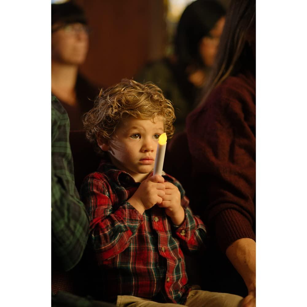 Concordia Supply SafeFlame LED Candlesticks - 6" (25-Pack) Handheld Battery Operated Candles w/Flickering Effect - Perfect for Church Services, Candlelight Vigils, and Special Events - (Amber)