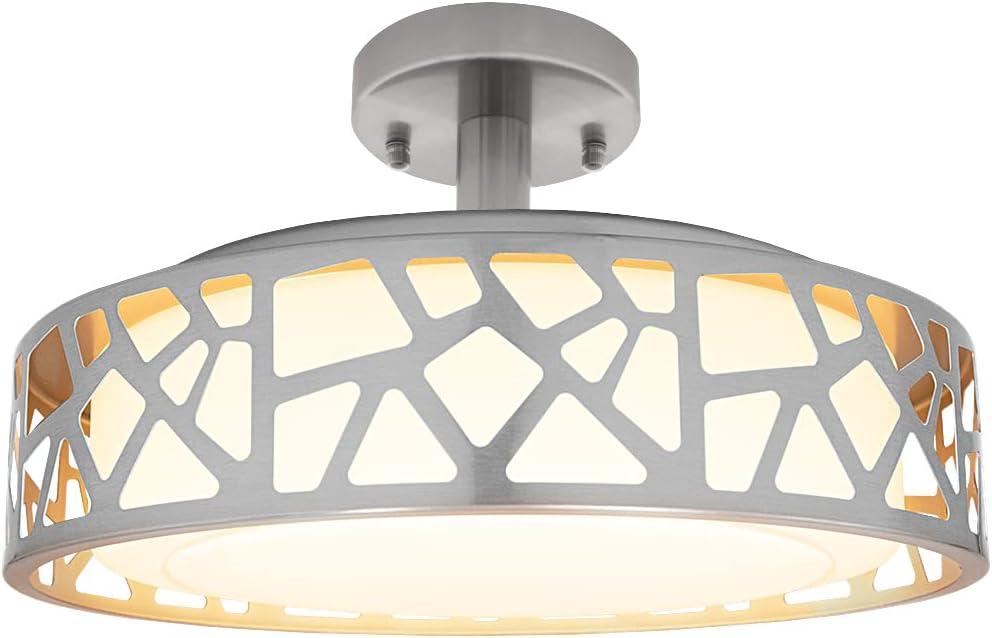 Maxxima 14 in. Decorative LED Semi-Flush Mount Ceiling Light, Dimmable, 3000K Warm White, 1400 Lumens, Satin Nickel