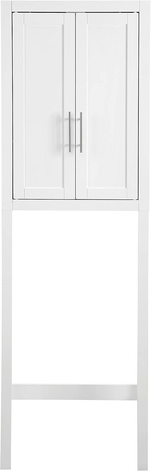 Sleek White Adjustable Over-the-Toilet Storage Cabinet