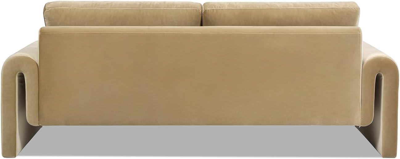 Jennifer Taylor Home Mason 85" Arched Arm Sofa, Camel Brown Beige Performance Velvet