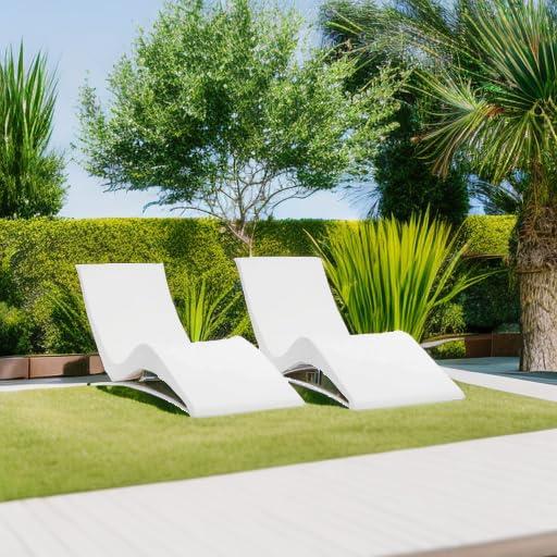 Classic White UV-Resistant Resin In-Pool Chaise Lounger Set