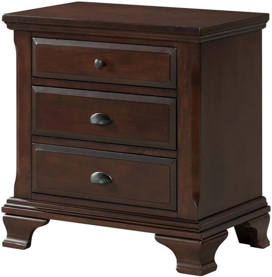 Brinley Nightstand Cherry Red - Picket House Furnishings: Mid-Century Modern Style, Laminated Finish, MDF & Metal Hardware
