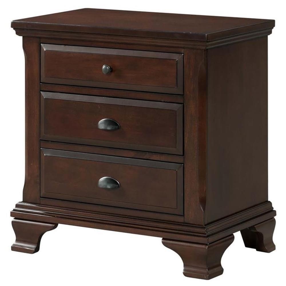 Brinley Nightstand Cherry Red - Picket House Furnishings: Mid-Century Modern Style, Laminated Finish, MDF & Metal Hardware