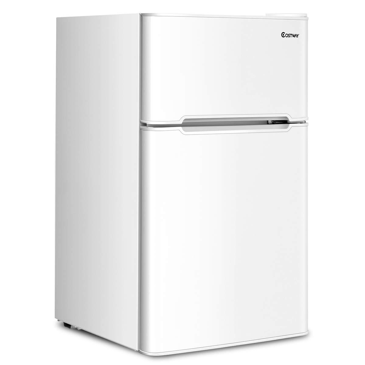 Costway Costway 3.2 Cubic Feet Portable Freestanding Mini Fridge with Freezer