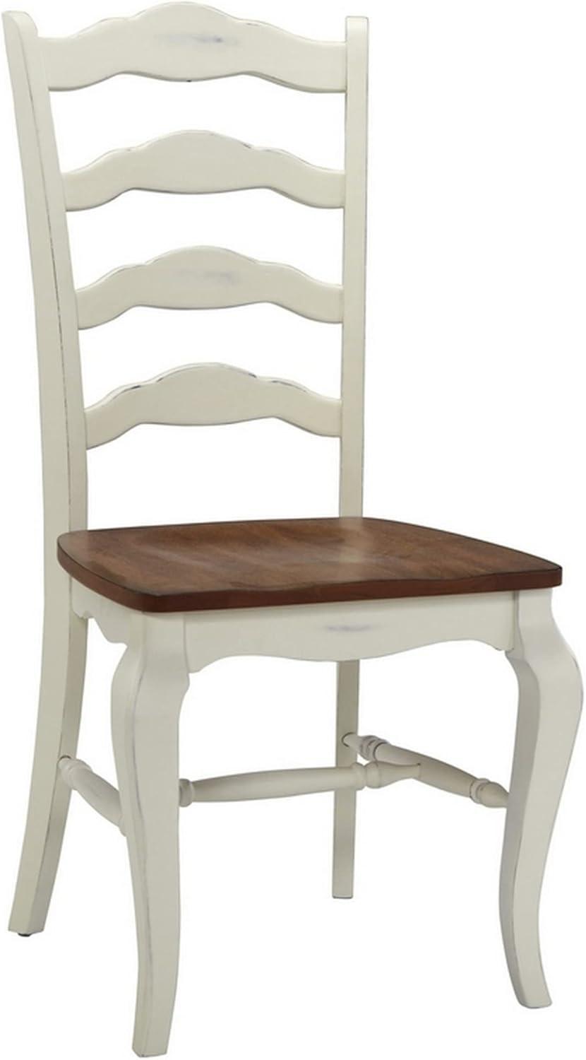 High Ladderback Oak and Rubbed White Side Chair