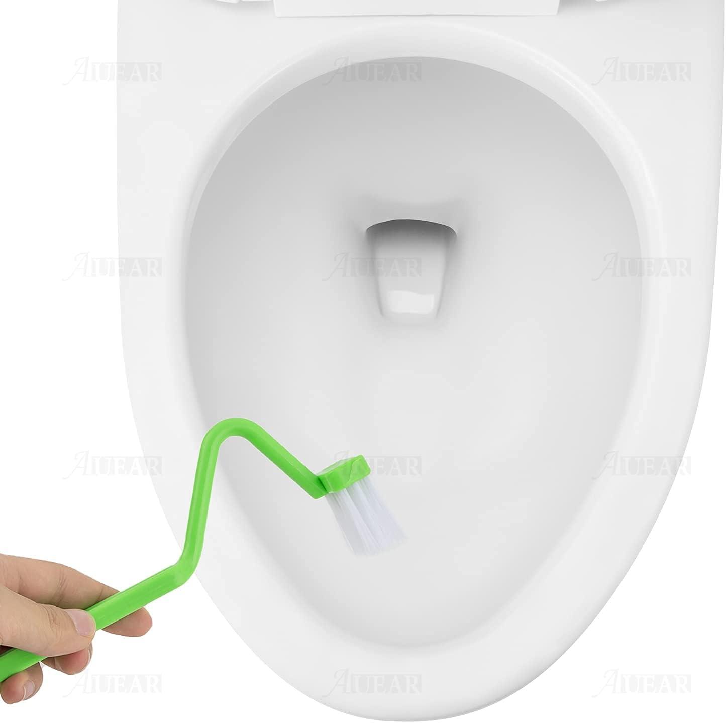 Green Plastic Curved V-Shaped Toilet Brush Set