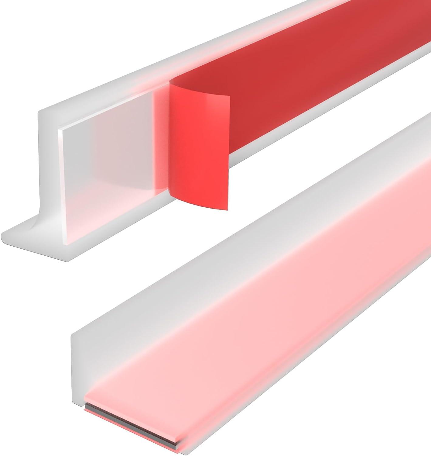 Shower Threshold Water Dam Guard - Self-Adhesive Silicone Waterproof Barrier, Leak-Proof, Flexible, Easy Installation, Customizable Length for Showers, Bathtubs, Sinks, and Countertops by Hzetuu