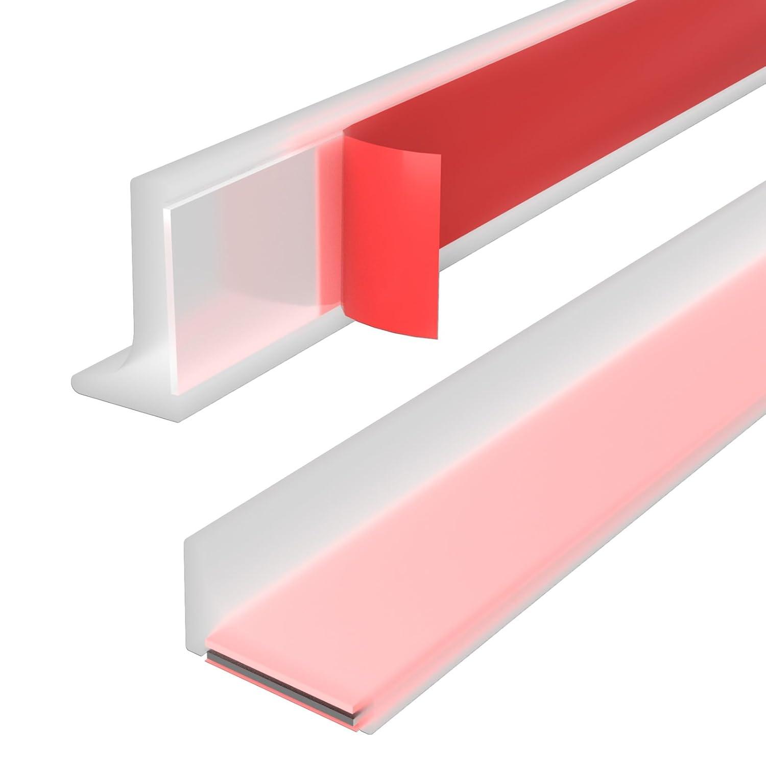 Shower Threshold Water Dam Guard - Self-Adhesive Silicone Waterproof Barrier, Leak-Proof, Flexible, Easy Installation, Customizable Length for Showers, Bathtubs, Sinks, and Countertops by Hzetuu