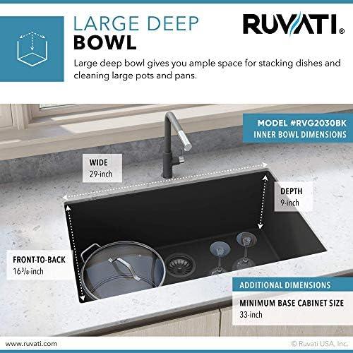 Ruvati 30 x 18 inch Granite Composite Undermount Single Bowl Kitchen Sink