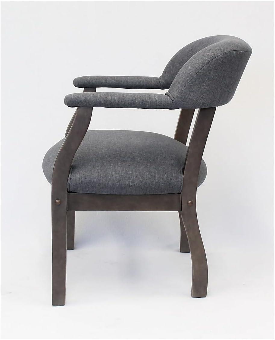 Boss Office Products Modern Captain's Chair Slate Gray: Upholstered Desk Chair, Wood Frame, Nailhead Trim