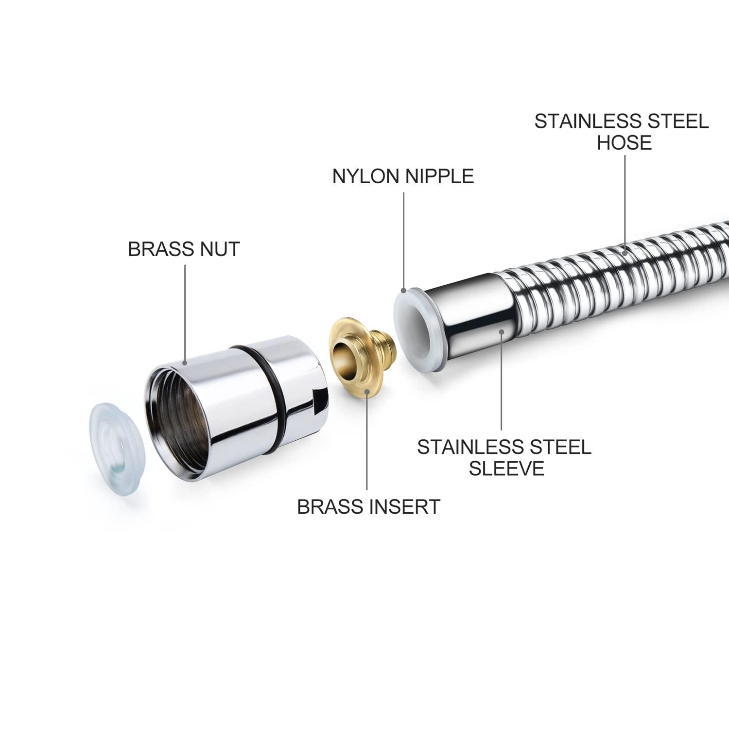 Shower Hose Extra Long 118 Inches Chrome Handheld Shower Head Hose with Brass Insert and Nut - Lightweight and Flexible