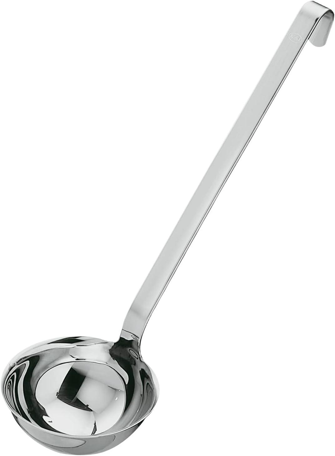 Stainless Steel Hooked Handle Soup Ladle with Pouring Rim