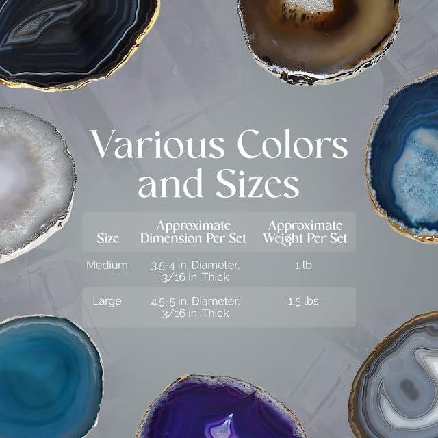 ANNA New York Entertainment Agate Round 4 Piece Coaster Set