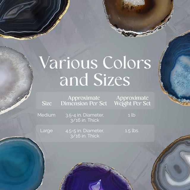 ANNA New York Entertainment Agate Round 4 Piece Coaster Set