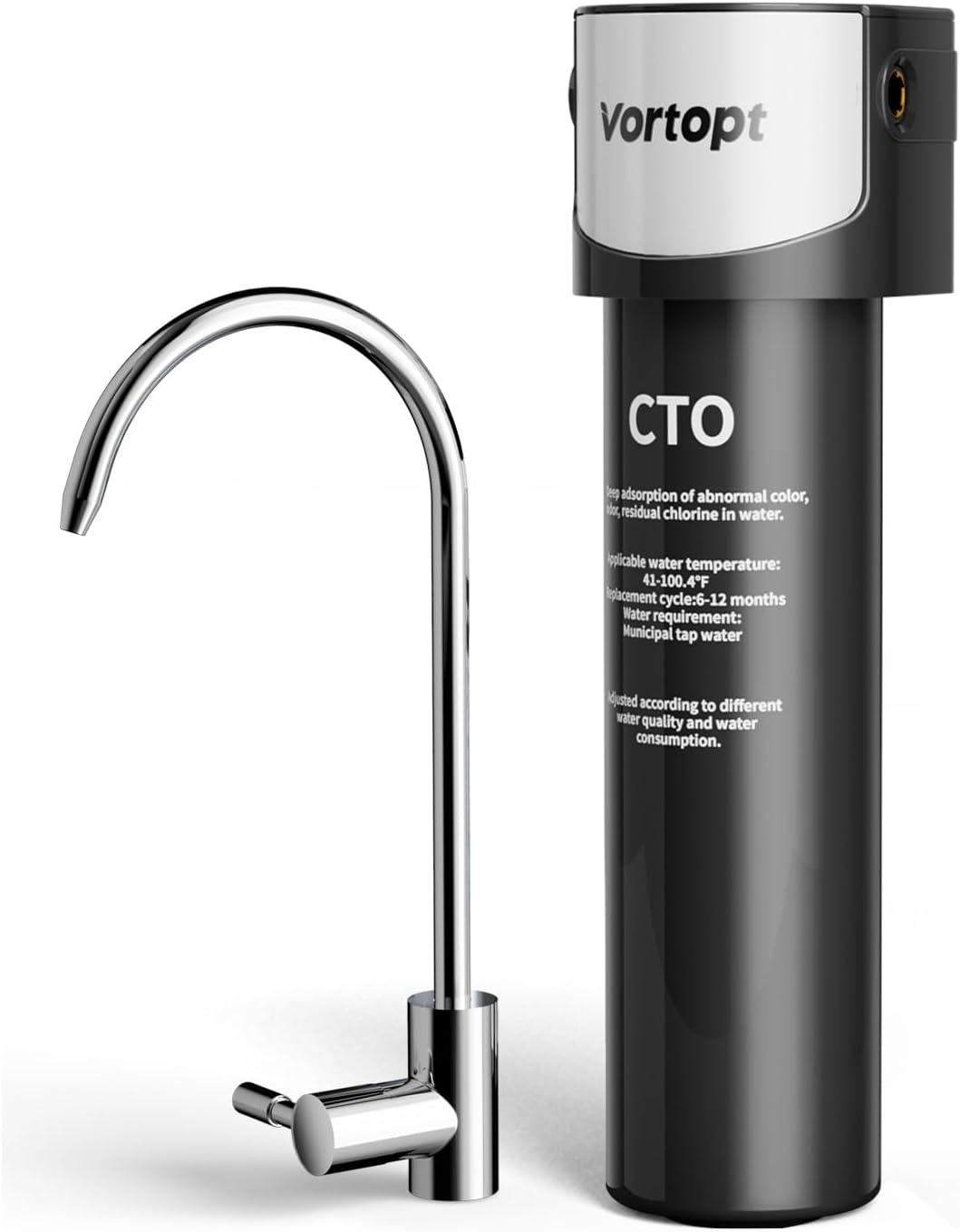 Under Sink Water Filter System ,NSF/ANSI 42 Certified Water Purifier, 28000 Galloons Large Flow Flux, Reduces PFAS, PFOA/PFOS, Chlorine, Bad Odors, Direct Connect to Kitchen Faucet, Q5-C2