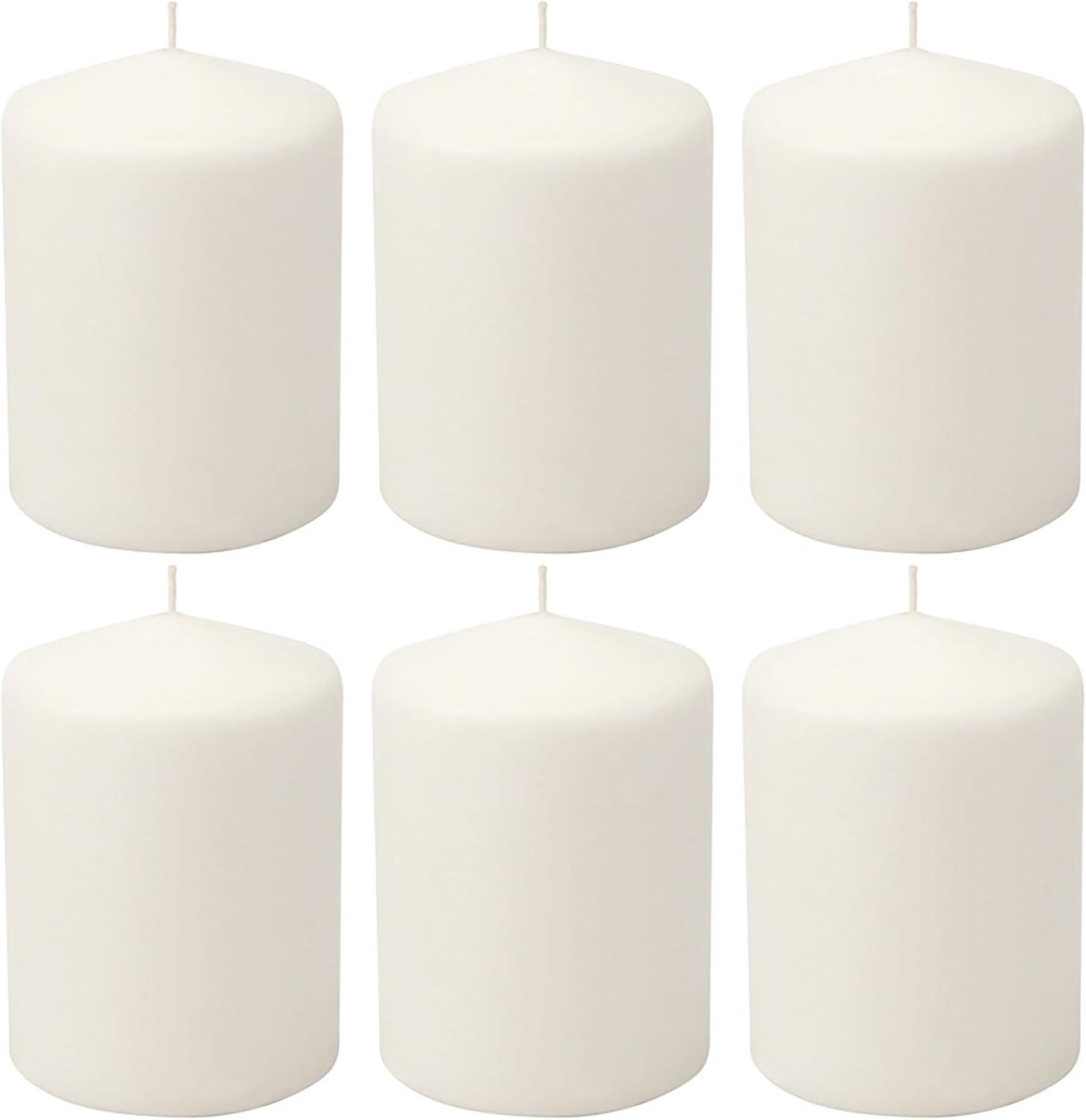 6pk Pillar Candles White - Stonebriar Collection