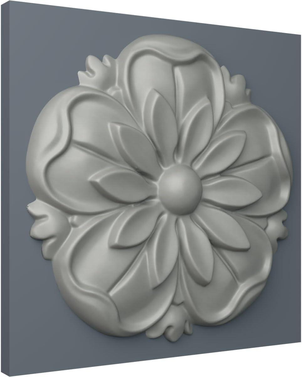 Primed Gray Round Floral Rosette Accent Piece