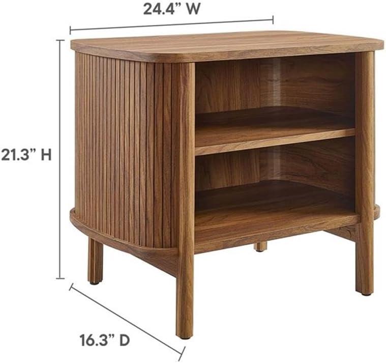 Cadence Walnut Fluted Open Shelf Nightstand