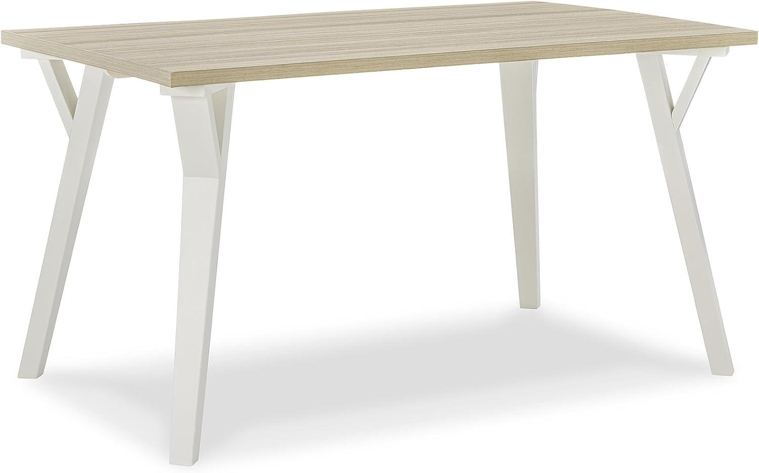 Beige and White Rectangular Wood Dining Table, 55"