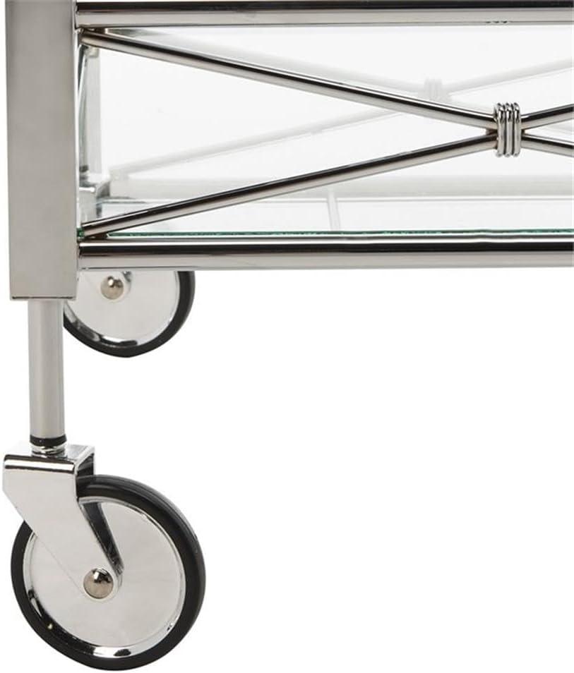 Ingrid 2 Tier Bar Cart - Chrome/Tempered Glass - Safavieh