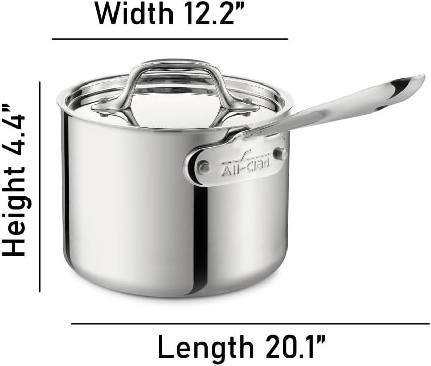 2 Quart Stainless Steel Industrial Saucepan with Lid