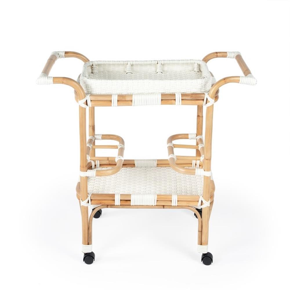 Butler Specialty Company Selena White Rattan Bar Cart