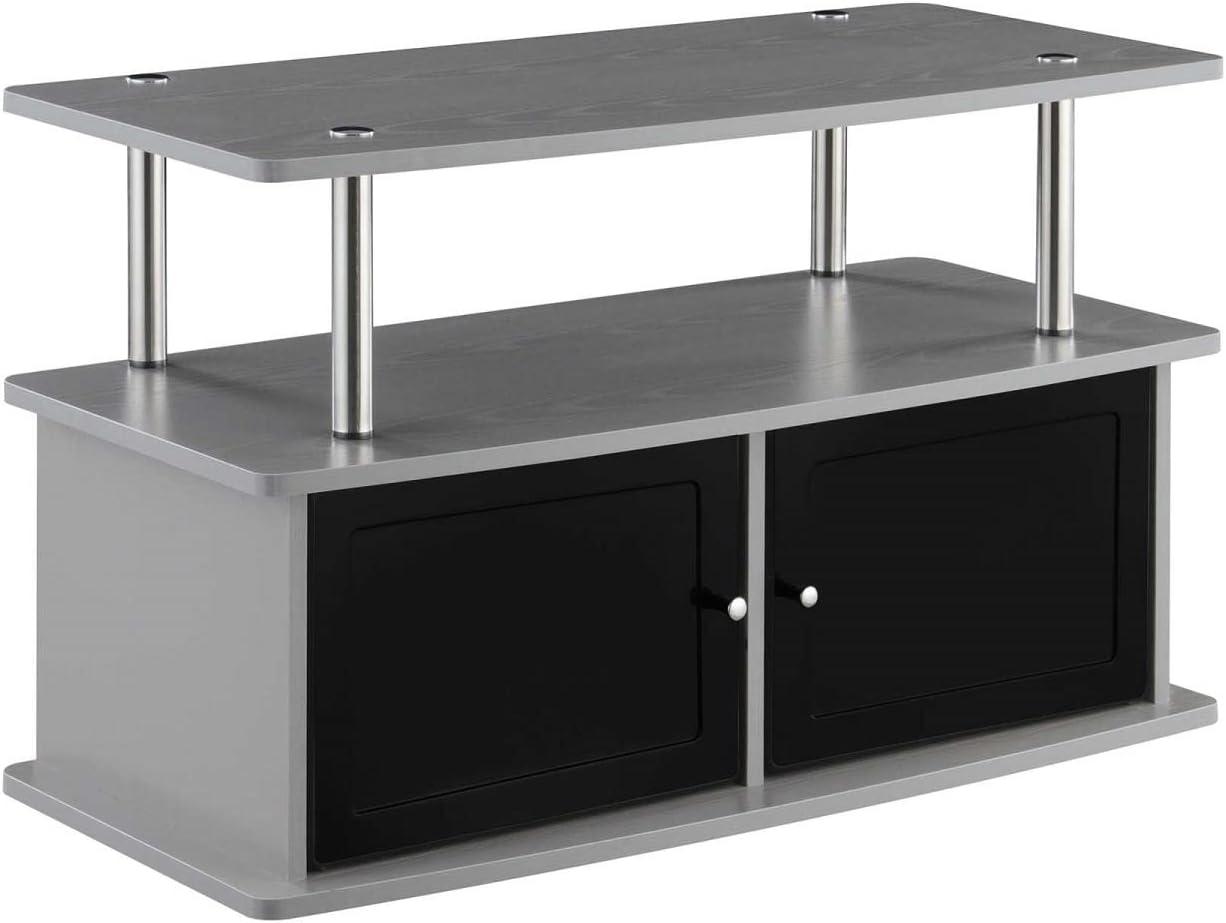 Convenience Concepts Designs2Go TV Stand with 2 Storage Cabinets and Shelf for TVs up to 40", Gray