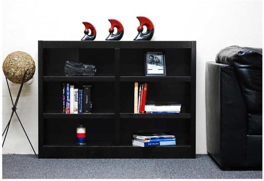 Bowery Hill Traditional 36" Tall 6-Shelf Double Wide Wood Bookcase in Espresso