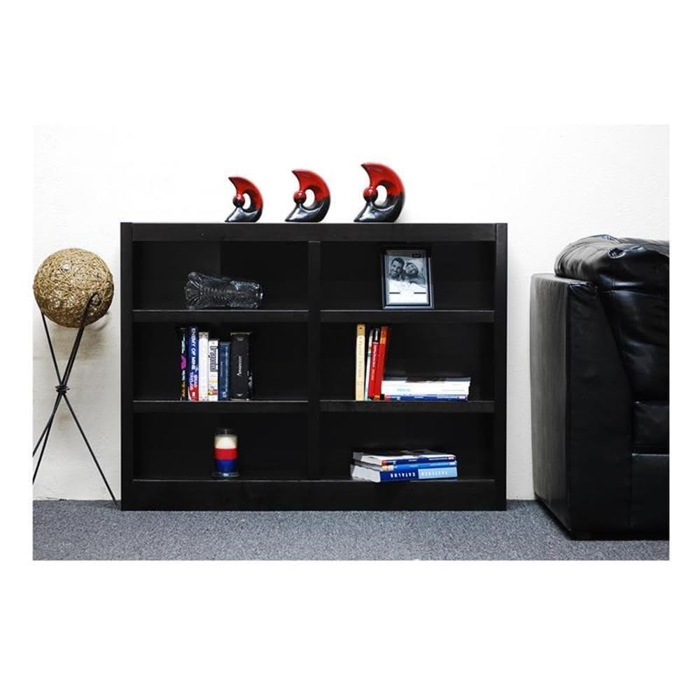 Bowery Hill Traditional 36" Tall 6-Shelf Double Wide Wood Bookcase in Espresso