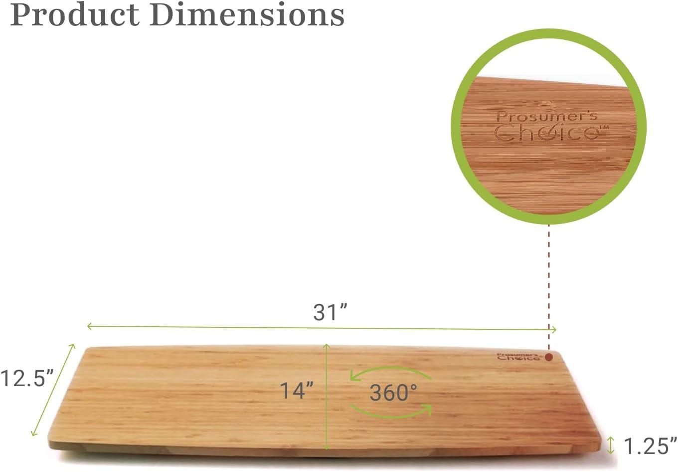 Prosumers Choice | Natural Bamboo TV Swivel Center Stand for TV, 21-Inch Base, Black 360Â° Rotation