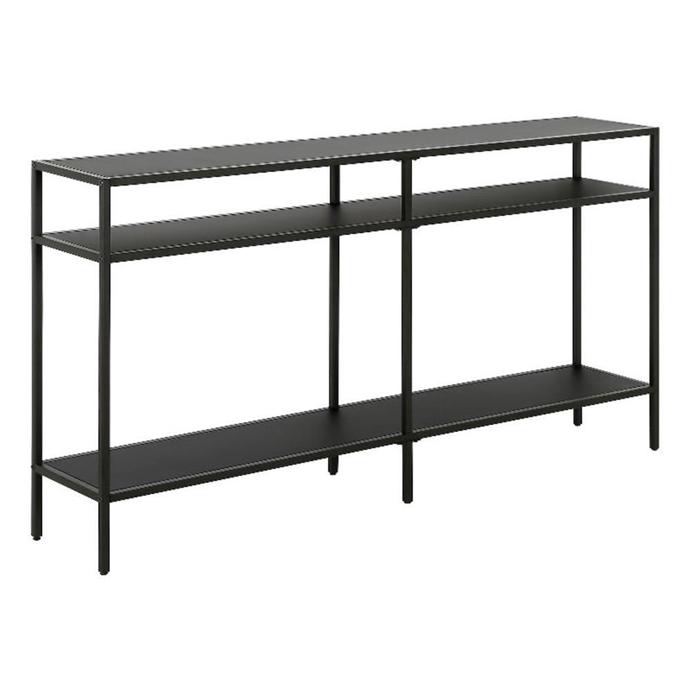 55" Black Bronze Console Table with Metal Shelves - Henn&Hart