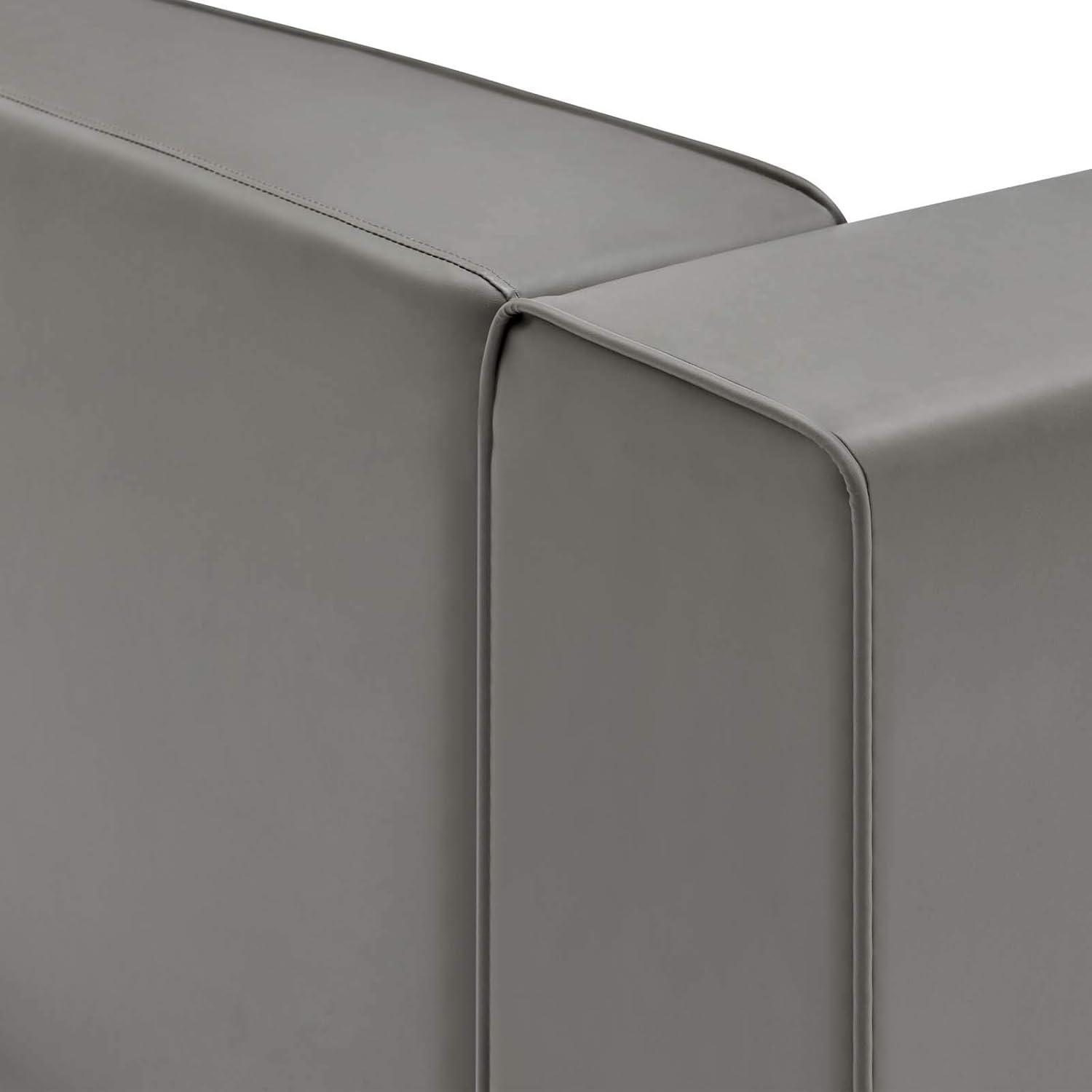 Mingle Vegan Leather Right Armchair Gray - Modway: Contemporary Modular Lounge Furniture, No Assembly Required