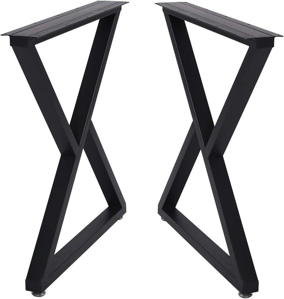 28 Inch Black Industrial Metal Table Legs, Set of 2