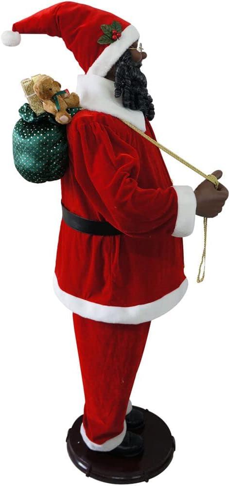 Christmas Time 58-in. African American Dancing Santa Claus with Naughty & Nice List, Animated Indoor Christmas Holiday Home Decor, CT-ASC058-2RD1-AA