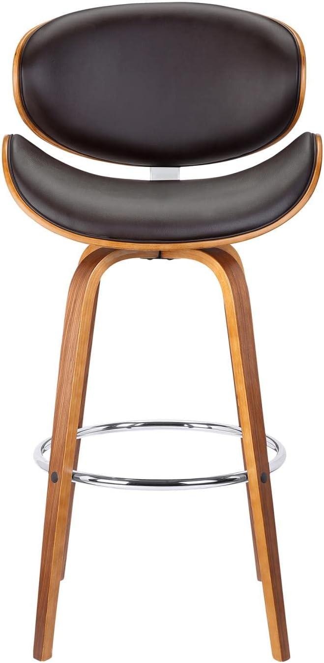 Solvang 26" Brown Faux Leather Walnut Wood Swivel Counter Stool