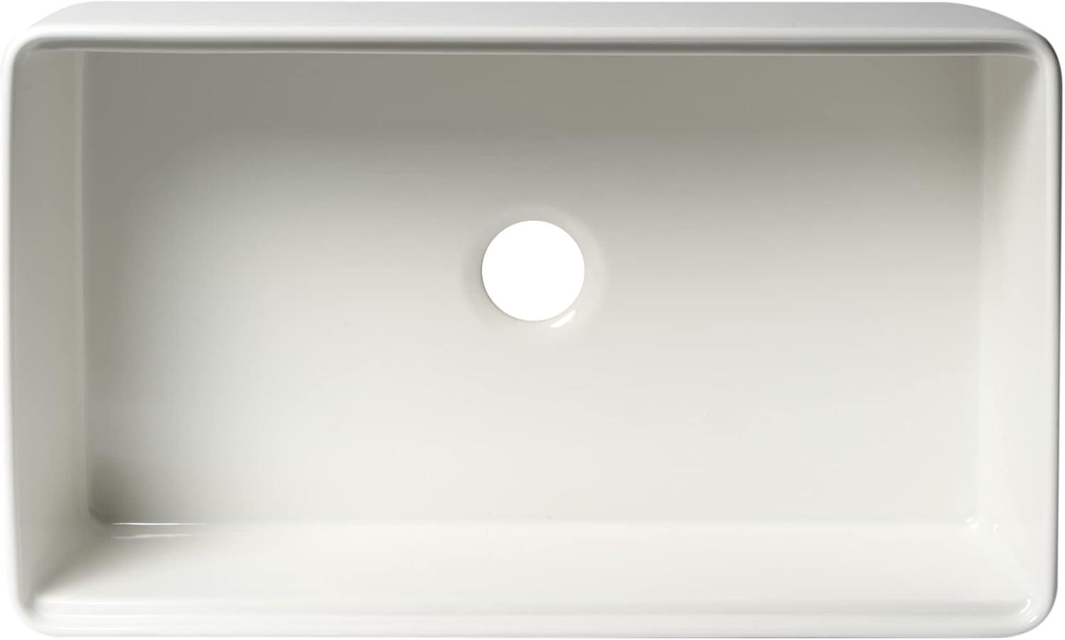 White Fireclay Farmhouse Drop-in Single Bowl Sink with Accessories