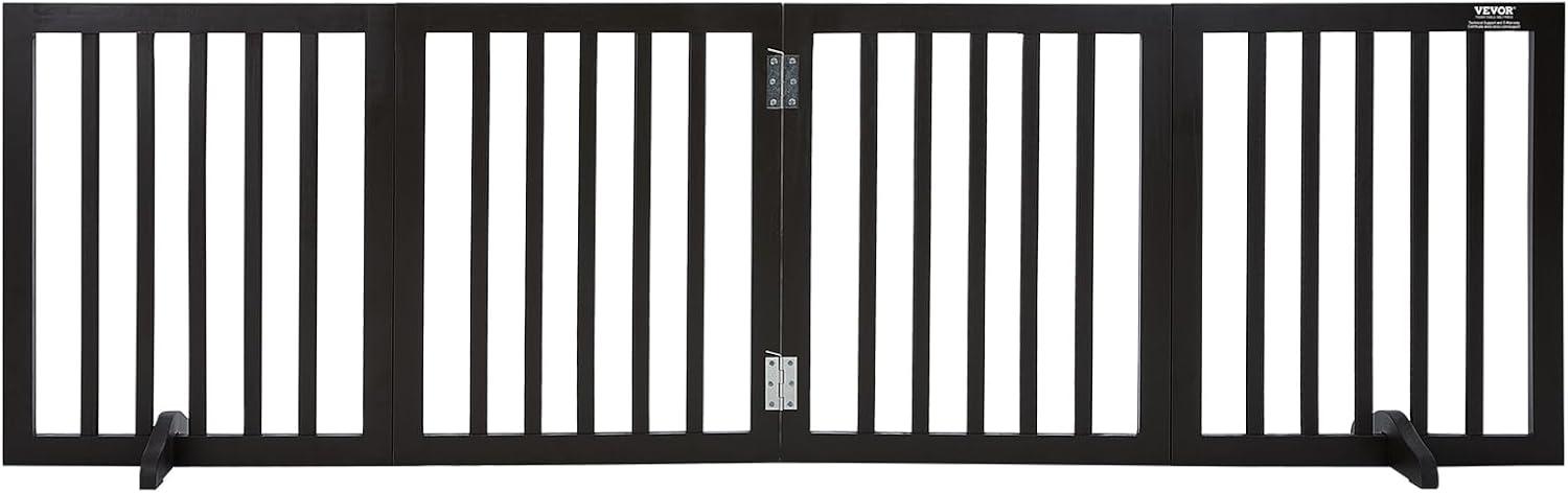 Solid Wood Free Standing Pet Gate With Door